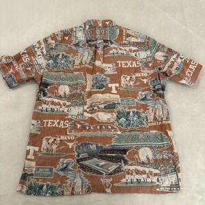 REYN SPOONER UNIVERSITY OF TEXAS BUTTON FRONT HAWAIIAN SHIRT SZ L LONGHORNS UT